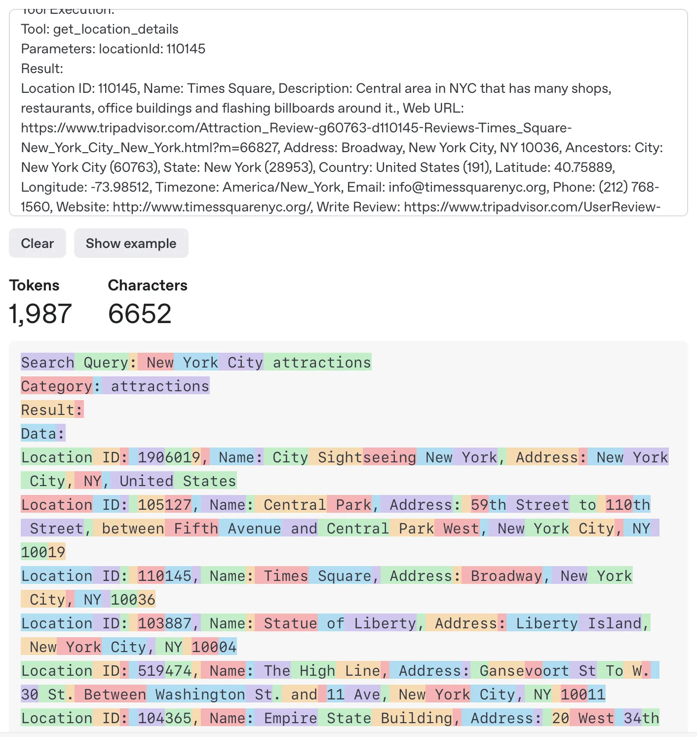 Structured Tool response data